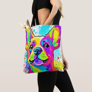 Bolsa Tote Vibrant Frenchie Bulldog Puppy Art