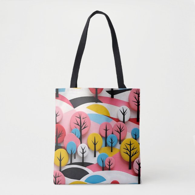 Bolsa Tote Vibrant Geometric Forest (Frente)