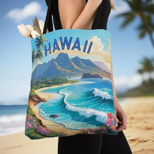 Bolsa Tote Vibrant Hawaii Beach Tropical Paradise Painting
