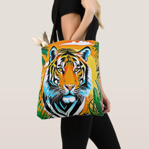 Bolsa Tote Vibrant Jungle Tiger Art Design