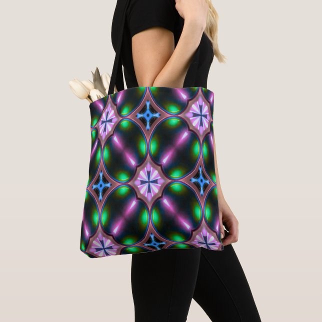 Bolsa Tote Vibrant Modern Geometric Abstract (Close Up)