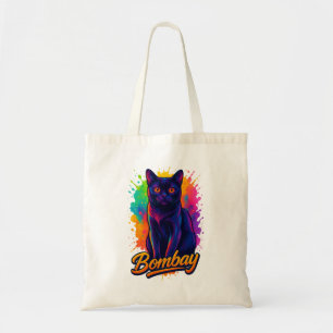 Bolsa Tote Vibrant Pop Art Bombay Cat - Arte de Neon Street