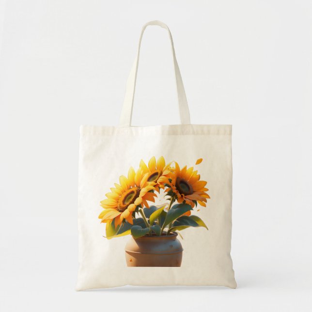 Bolsa Tote Vibrant Sunflowers in a Rustic Pot (Frente)