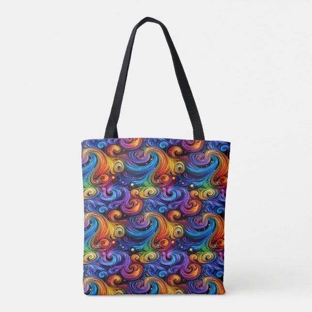 Bolsa Tote Vibrant Swirl Pattern Fleece Blanket (Verso)