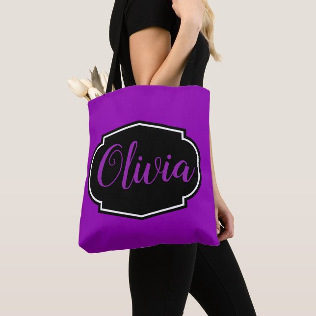 Bolsa Tote Vibrante, Bold Fuchsia Purple Personalizado (Close Up)