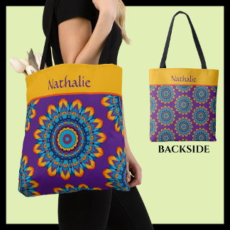 Bolsa Tote Vibrante Colorido Roxo Estilo Boho