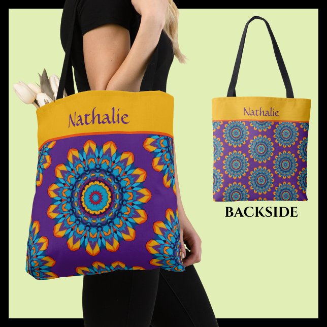 Bolsa Tote Vibrante Colorido Roxo Estilo Boho (Criador carregado)