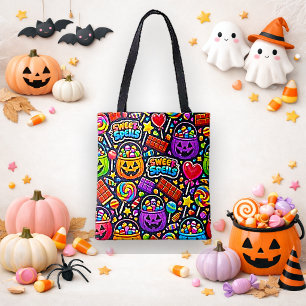 Bolsa Tote Vibrante Doces de Halloween de Desenho Animado Doc
