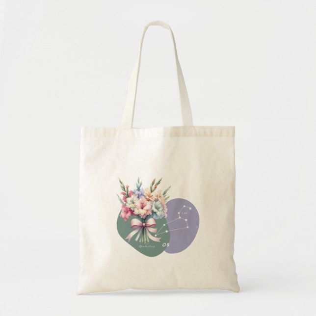 Bolsa Tote Vibrante Gladiolus Leo Constelação GracefulDesign (Frente)