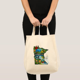 Bolsa Tote Vibrante Mapa do Estado de Minnesota - Paul Bunyan