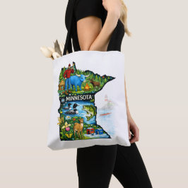 Bolsa Tote Vibrante Mapa do Estado de Minnesota - Paul Bunyan
