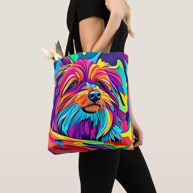 Bolsa Tote Vibrante Yorkie Pop Art (Close Up)