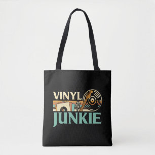 Bolsa Tote Viciado em Vinil Discos de LP Mesa de DJ Música Co