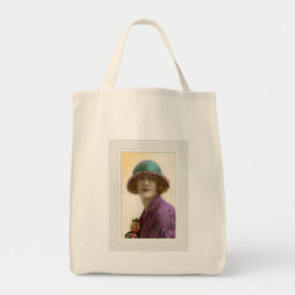 Bolsa Tote Victorian beauty in hat purple teal dress