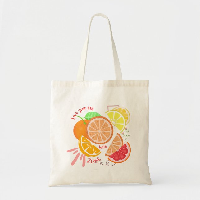 Bolsa Tote Vida ao vivo inspirada na fruta com o Citrus Zest  (Frente)