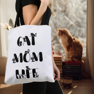 Bolsa Tote Vida Chic de Mãe de Gato Moderna Dia das Mães 