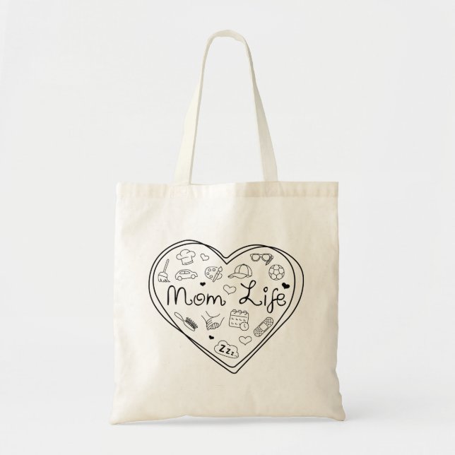 Bolsa Tote Vida da Mãe - Bonita Multitarefa - Saco do Coração (Frente)
