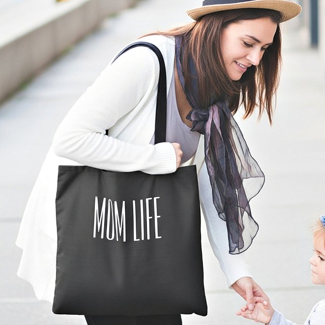Bolsa Tote "VIDA DE MÃE" texto simples personalizado (Criador carregado)