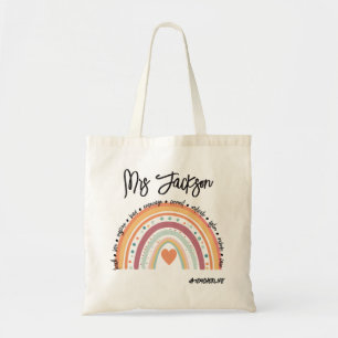 Bolsa Tote Vida de professor Coisas de Arco-íris Personalizad