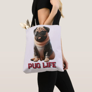 Bolsa Tote Vida de Pug Cachorro Pug Fofo