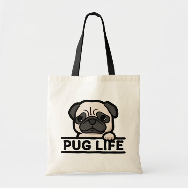 Bolsa Tote VIDA DE PUG – para Fãs Hardcore de Pug (Frente)
