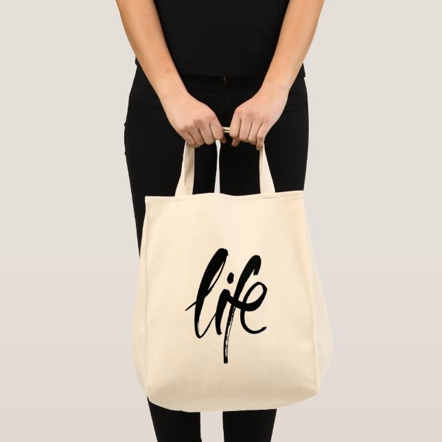 Bolsa Tote Vida em Preto Escovado (Frente (produto))