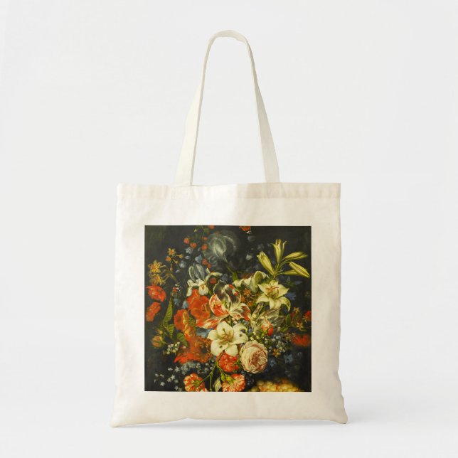 Bolsa Tote Vida Estática com Flores e Frutas (Frente)