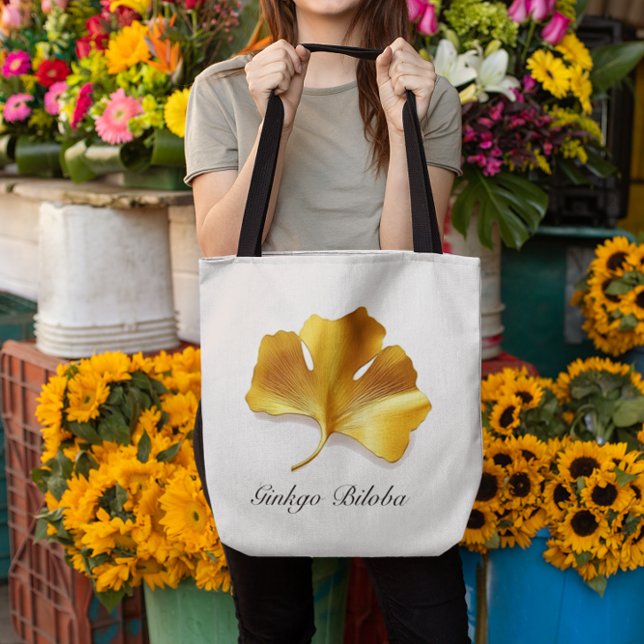 Bolsa Tote Vida Herbal do Ouro Ginkgo Biloba personalizável (Criador carregado)