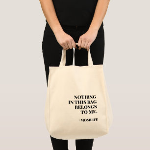 Bolsa Tote Vida mãe Diversão Slogan Moderno e Minimalista M