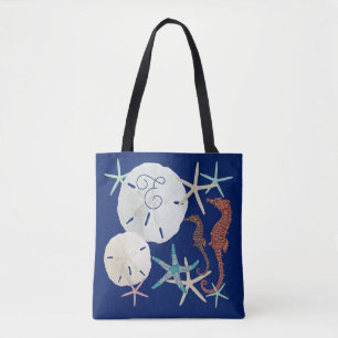 Bolsa Tote Vida Marinha Monograma Azul Marinho