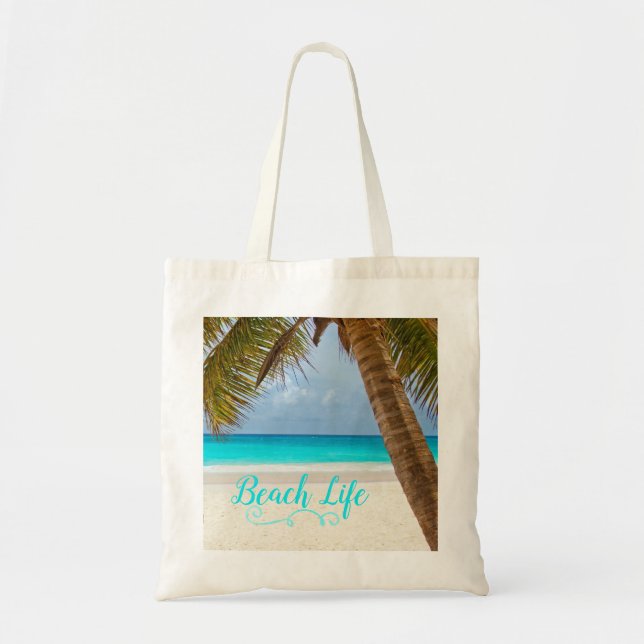 Bolsa Tote Vida na Praia - Praia Arenosa e Palmeir (Frente)