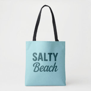 Bolsa Tote Vida Salgada na Praia   Gráfico em Azul Teal