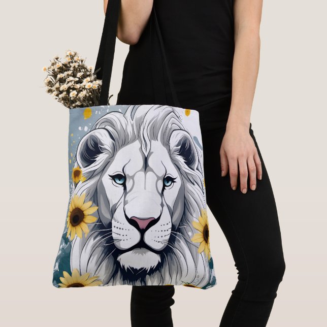 Bolsa Tote Vida selvagem africana Safari Lion & Floral Sunflo (Close Up)