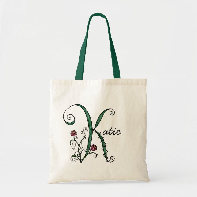 Bolsa Tote "Videira saco da letra K" (Frente)