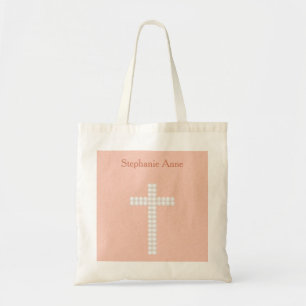 Bolsa Tote Videiras e listras do pêssego do comunhão