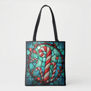 Bolsa Tote Vidro De Candy Cane De Natal