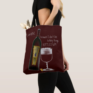 Bolsa Tote Vidro De Garrafa Vinho Vermelho Humor