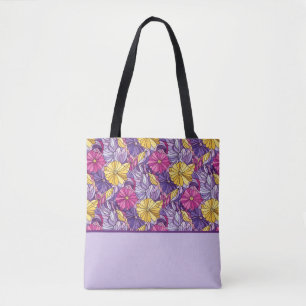 Bolsa Tote Vidro Manchado Abstrato Roxo Amarelo Rosa