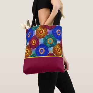 Bolsa Tote Vidro Manchado Abstrato Vermelho Verde Azul Laranj