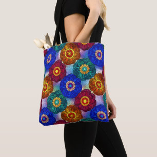 Bolsa Tote Vidro Manchado Abstrato Vermelho Verde Azul Laranj