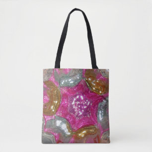 Bolsa Tote Vidro - Prata Dourada rosa Picasso - Vidro de Arte