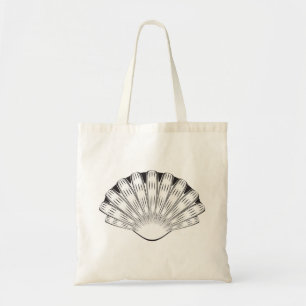 Bolsa Tote Vieira Concha Marinha Minimalista Preto e Branco