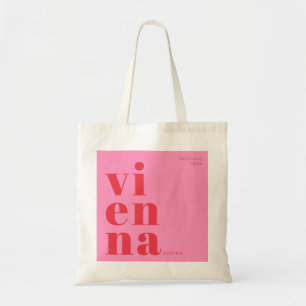 Bolsa Tote Viena Áustria tipografia rosa vermelho