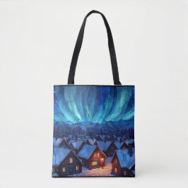 Bolsa Tote Vila de Inverno em Vidro Colorido Panorâmico
