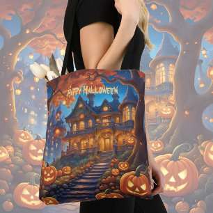 Bolsa Tote Villa Spooky na floresta, abóboras, Halloween