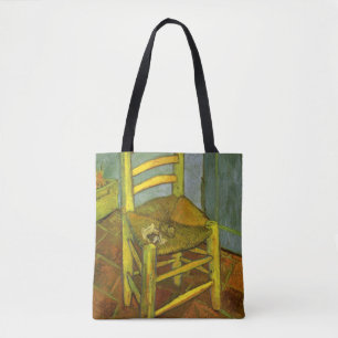 Bolsa Tote Vincent van Gogh - A Cadeira de Vincent com Sua Pi