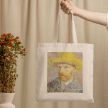 Bolsa Tote Vincent Van Gogh Autorretrato Palha Personalizada<br><div class="desc">Vincent Van Gogh autorretrato com um chapéu de palha. Uma bela pintura de arte impressionista feita pelo famoso artista Van Gogh em um lindo presente de trabalho de arte impressionismo.</div>