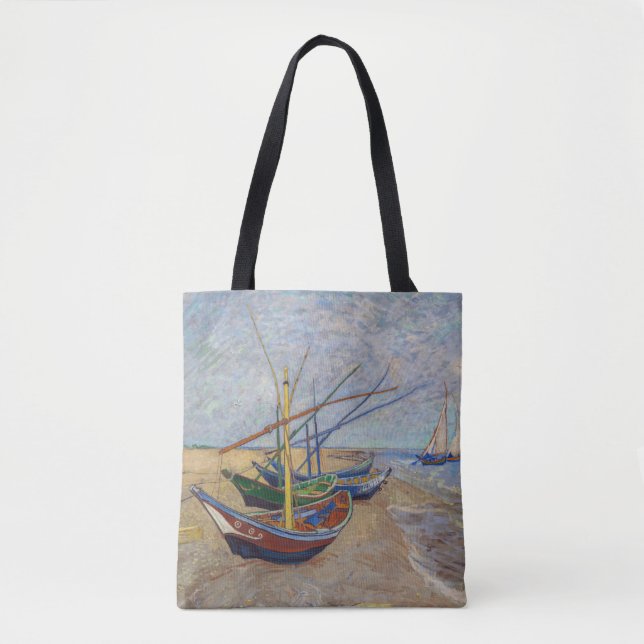 Bolsa Tote Vincent van Gogh - Barcos de Pesca na Praia (Frente)