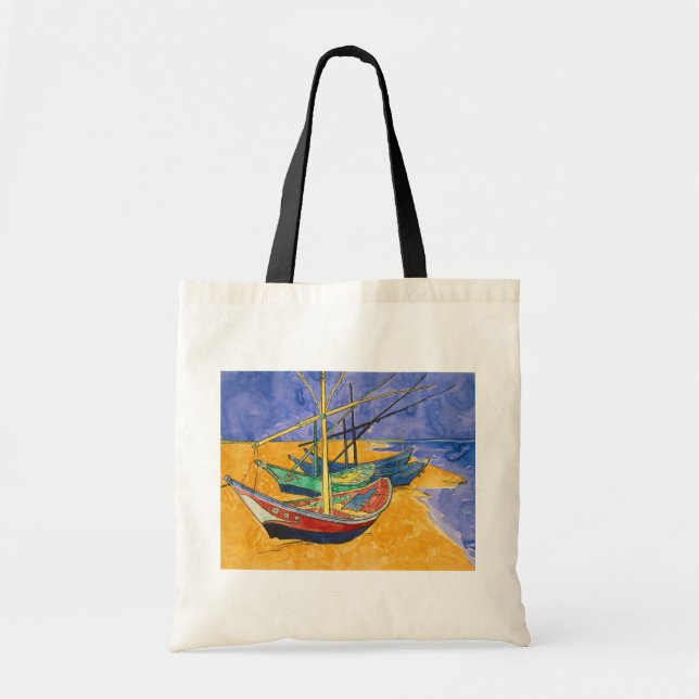 Bolsa Tote Vincent van Gogh - Barcos de Pesca na Praia (Frente)