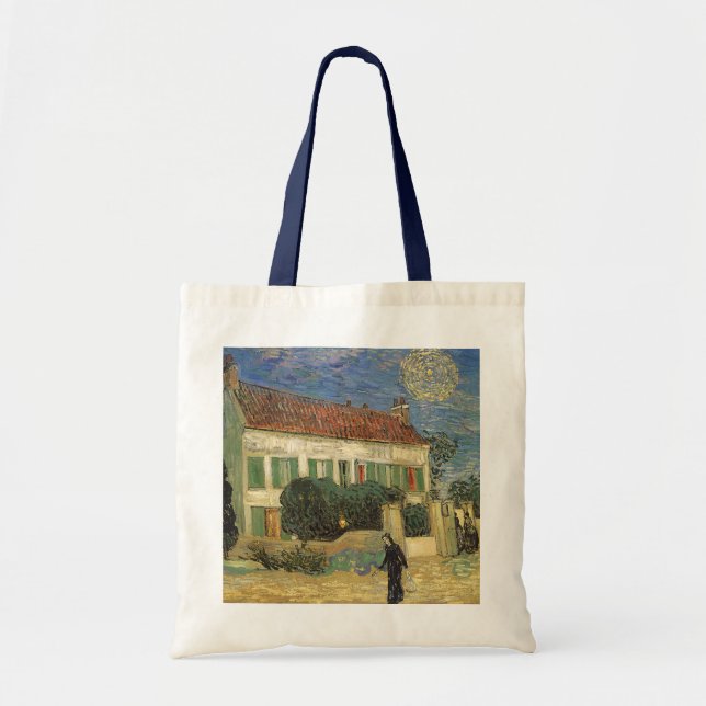 Bolsa Tote Vincent van Gogh - Casa Branca à Noite (Frente)